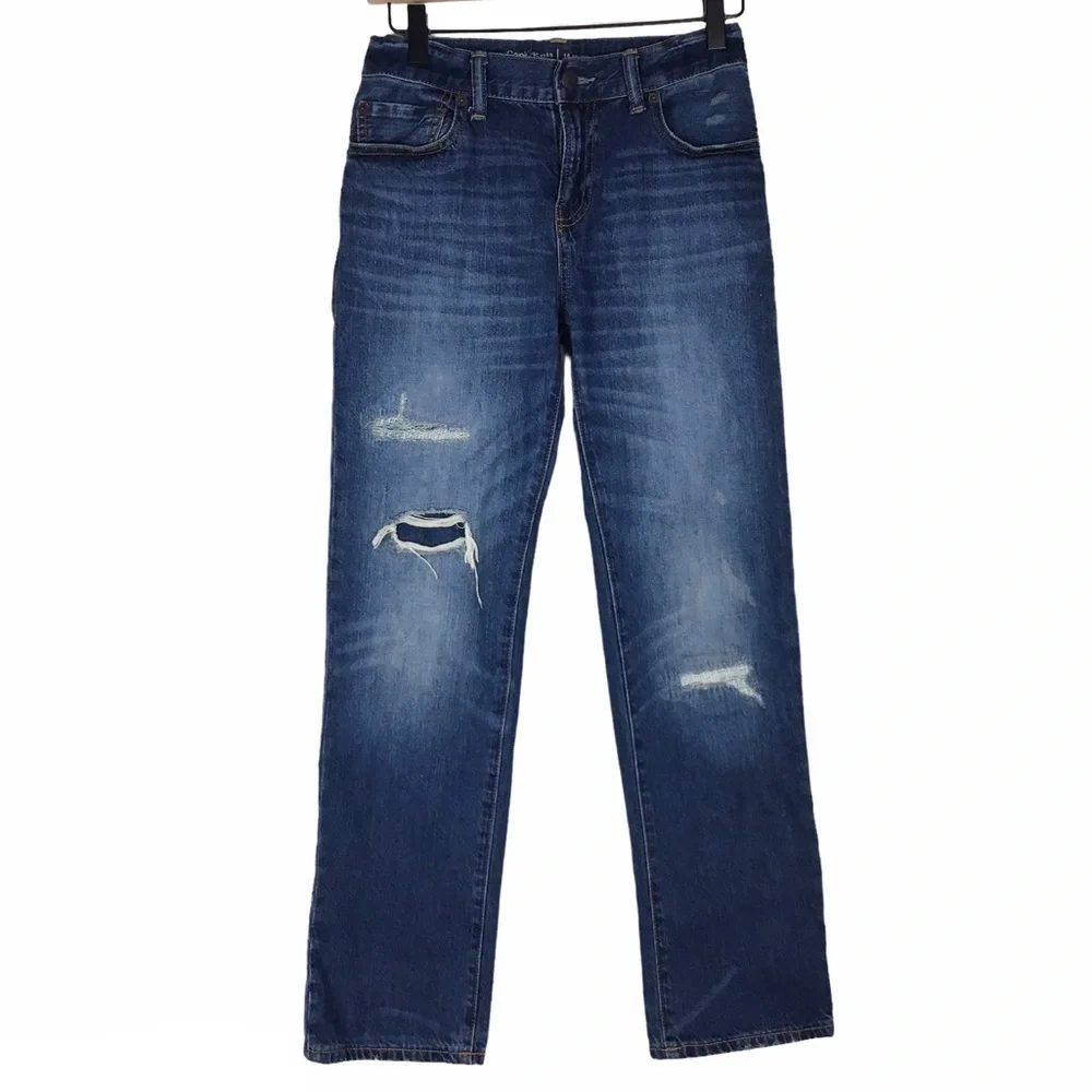 GAP Kids Jeans Original Straight Leg Distressed 100% Cotton Denim 14 Regular